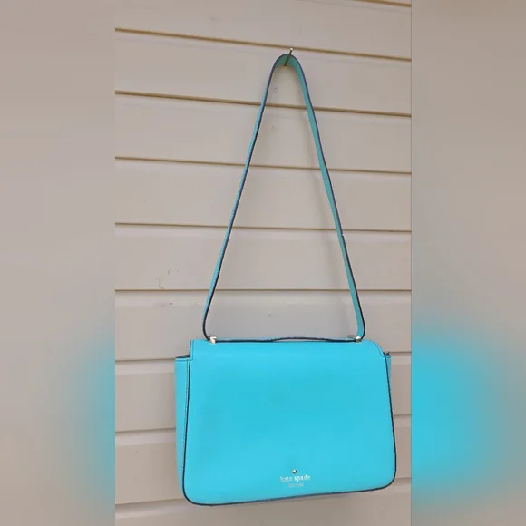Kate Spade Teal Shoulder Purse Crossbody With Turn Lock Opening - Picture 3 of 9